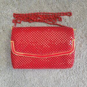 Y&S Red Metal Mesh Purse w/Chain Strap